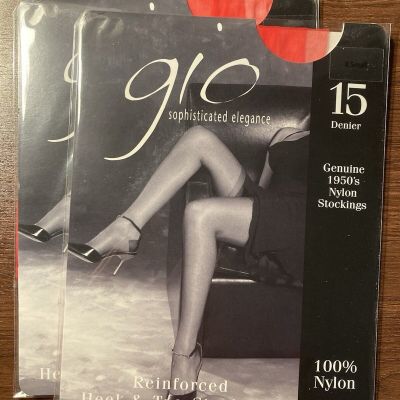 Gio 15 Denier 100perc Nylon RHT Stockings Size X-Small 2 Pair